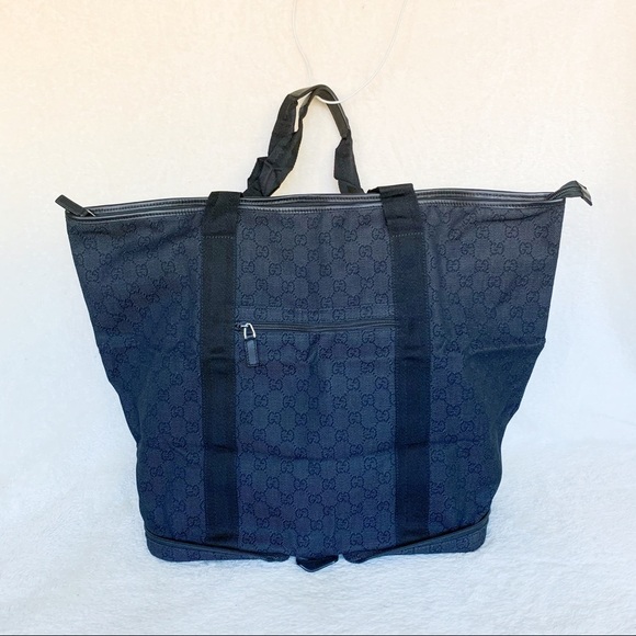 NWT Authentic Gucci GG Canvas Foldable Travel Bag Black - Picture 1 of 8